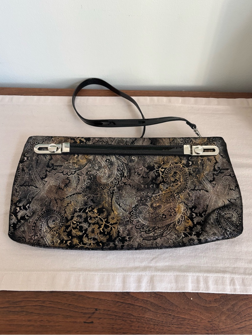 Vintage Due Fratelli / Miss Mak Leather Metallic Paisley Clutch